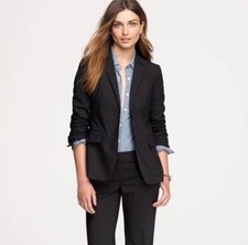 J. Crew Black 1035 Super 120 s Career Button Jacket Blazer 100 Wool Sz 00
