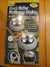 2-Wireless Solar Rock Pathway light 2Pc All Weather Proof-Led 4 lights total