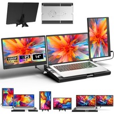 Triple Screen Extender 14 Inch Portable Monitor FHD 1080P USB C Detachable