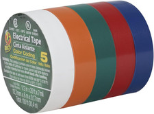 Duck Brand Colored Electrical Tape, 1/2-Inch by 20 Feet, 5-Pack of Rolls, Multi-
