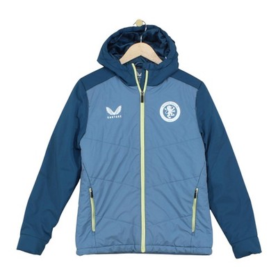 Castore Steppjacke Damen Größe 8 Blau Aston Villa Kapuze durchgehender Reißverschluss