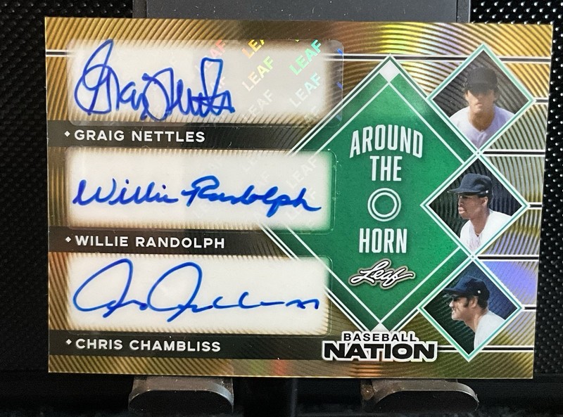2025 Leaf Baseball Nation Around The Horn Nettles, Randolph, Chambliss Gold  1/1