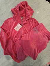 Juicy Couture y2k pink party velour rhinestone bling tracksuit size S Brand New