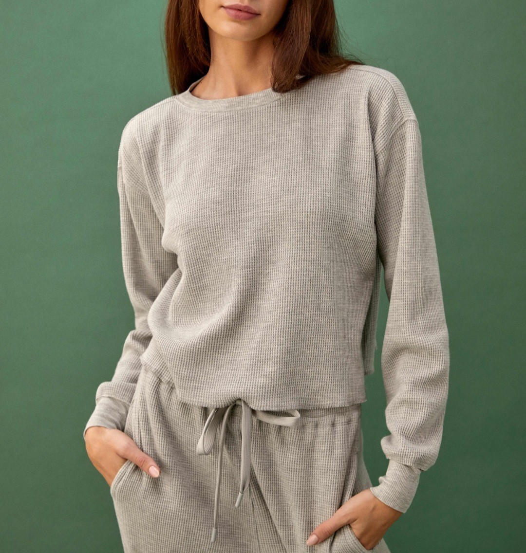 Women Reformation Round Neck Long Sleeve Knit Sweater Top