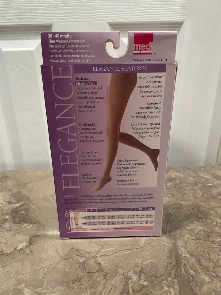 Medias de compresión de pantorrilla Mediven 25805 30-40 mmHg punta cerrada beige talla V pequeñas Foto 4 de 4