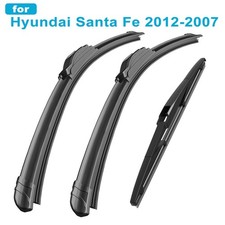 For Hyundai Santa Fe 2012-2007 Front And Rear Windshield Wiper Blades Set Of 3 For Hyundai Santa Fe 2012-2007 Front And Rear Windshield Wiper Blades Set Of 3