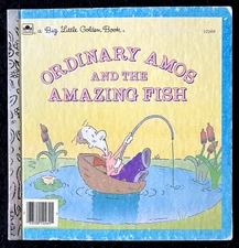 ORDINARY AMOS AND THE AMAZING FISH ~ vintage children's Big Little Golden Book