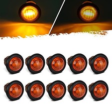 10Pcs 3/4" Round Led Marker lights 3 wire Turn Signal Clearance Lights Amber
