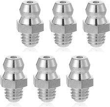 6 Pcs Stainless Steel Straight Grease Fitting, M6 x 1mm Thread Hydraulic Grease