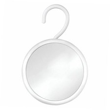 Hangable Round Fogless Shower Shaving Mirror with 360 Swivel Rotatable White