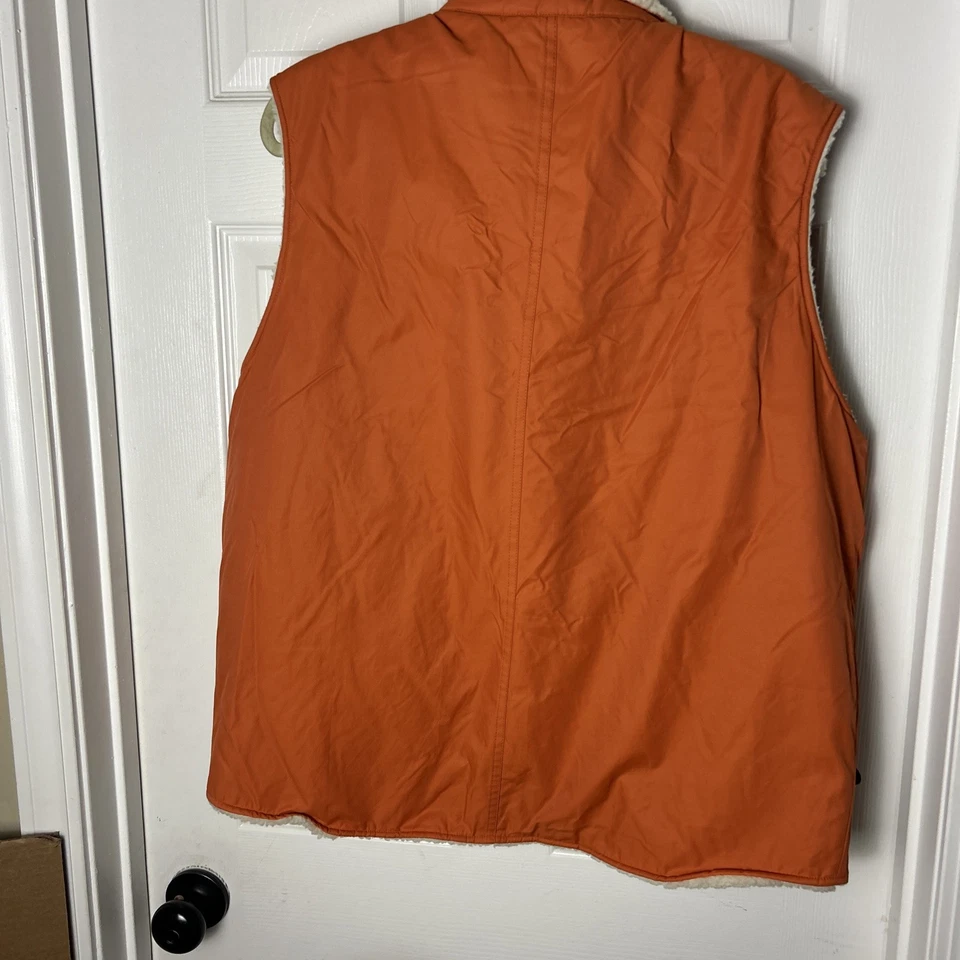 Vintage Old Navy Utility Vest Hunting Camping Outdoors Sherpa Lined Orange Men M - Image 4 of 4