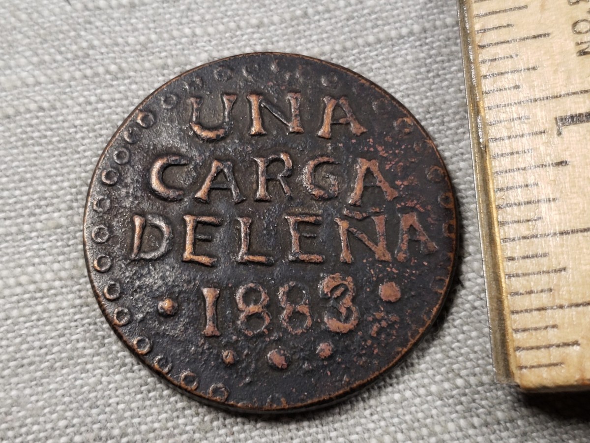 Hacienda Token Coin Zacatecas 1883 Una Carga De Lena Load Of