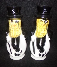 Mr. Peanut Ceramic Salt & Pepper, Jeweled Monocles