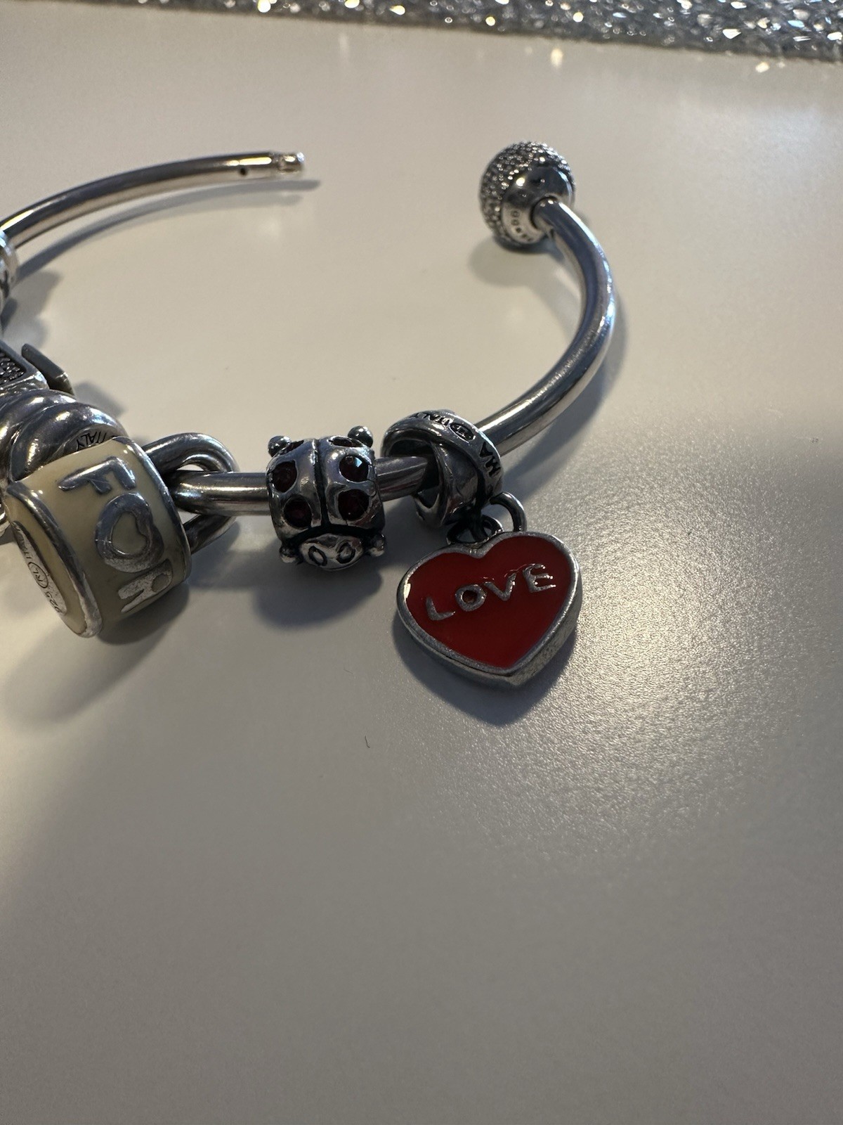 Pandora Silver Plated Stackable Charm Bangle Brac… - image 2