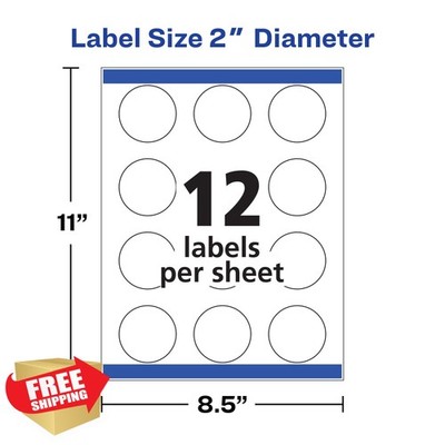 Avery Round Labels Glossy White 2'' Diameter Permanent Laser Inkjet