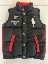 Vtg Polo By Ralph Lauren USA Winter Event Puffer Down Vest Zip/Button BOYS Sz 7.
