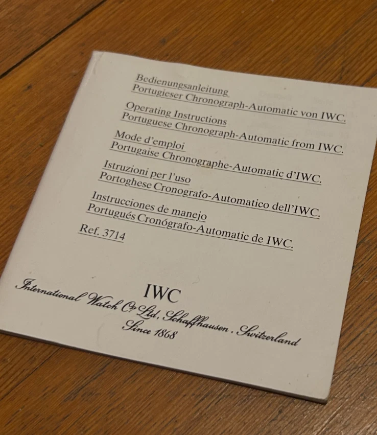 Used - Iwc Istruzioni - Modello " Portoghese Cronografo Automatico - Immagine 2 di 2
