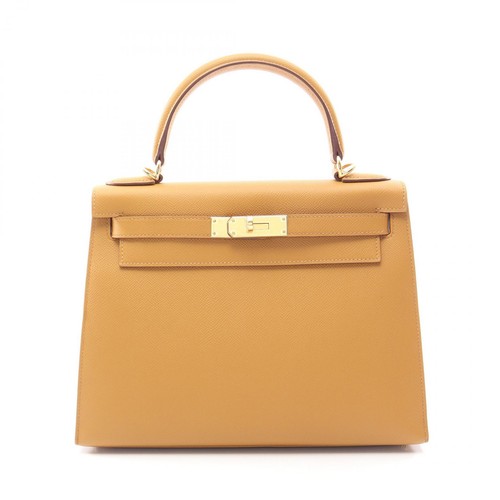 HERMES Kelly 28 Sellier Shoulder Handbag Epsom leather Sesame Brown GHW Used Y