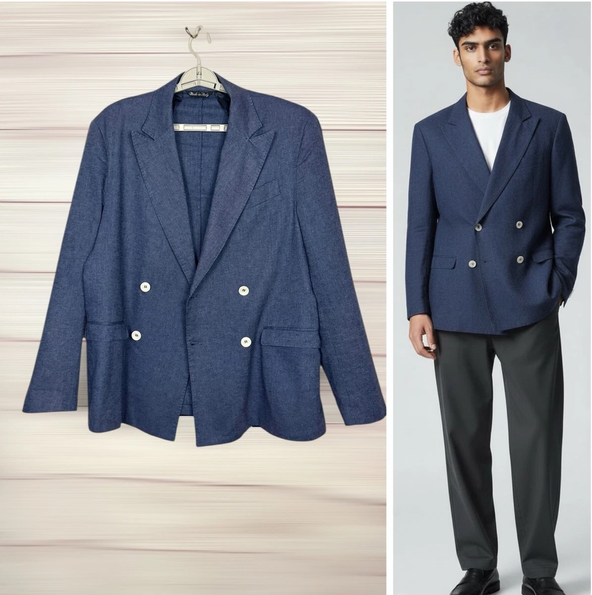 Linen Blue Double-Breasted Suits & Blazers for Men for sale | eBay