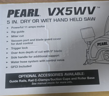 PEARL VX5WV 5in Wet/Dry Corded tile Saw w/ P4 Diamond Blade, Rail & Clamps