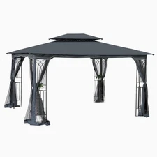 13x10 FT Garden Backyard Patio Gazebo Pavilion Canopy Tent Double Roof W/ Mask
