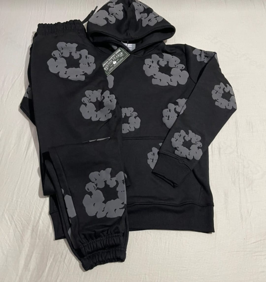 Denim Tears tracksuit set Black with grey flower - L image 3