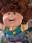 Vintage Cabbage Patch White Girl Doll W Red Brown Hair. Dress, Panties. Backpack