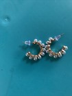 Vintage Gold tone faux pearl half hoop pierced earrings 1/2” — photo 7