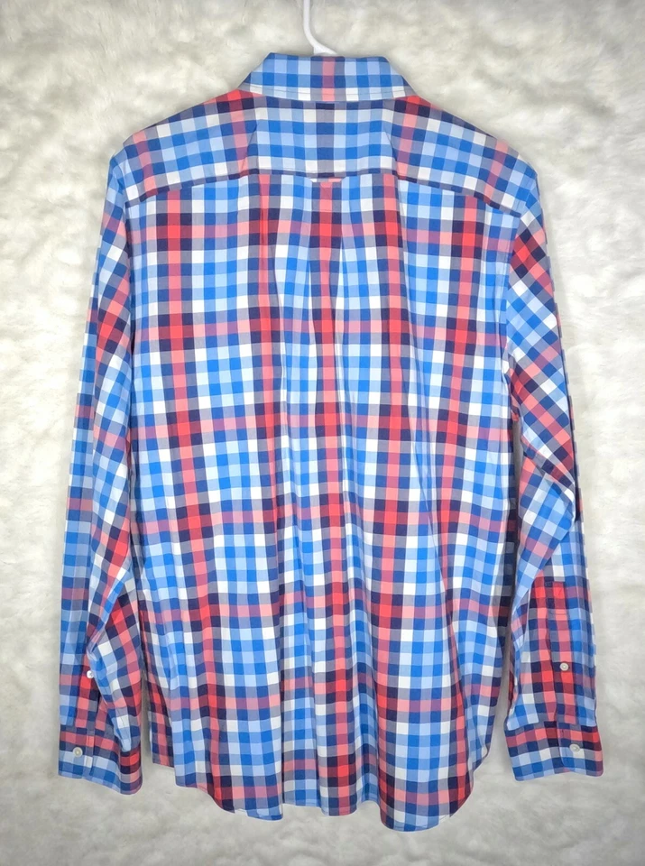 Jack Spade Mens Large Long Sleeve Button Down Shirt Plaid Woven Red Blue - Image 2 of 4
