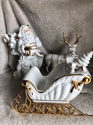 【中古】 Christmas Elegance： Elegant Holiday Instrumentals ビージー・アデール デイビット・デイビッドソン Traditions Porcelain Santa with Sleigh and Reindeer Christmas