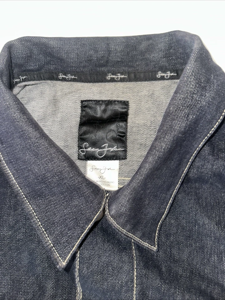 Chaqueta De Colección Sean John Hombres XL Azul Camionero Denim Hip Hop Y2K Suelta Motociclista Foto 4 de 4