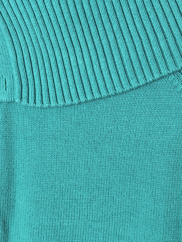 Charter Club Women Petite Knit Sweater Shawl Collar Snug Fit Teal Hue