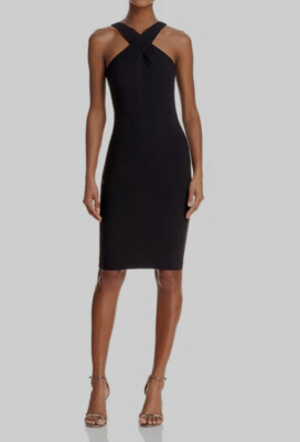 $189 Likely Women Black Carolyn Crossover Halter Sleeveless Sheath Dress  Size 4 | eBay