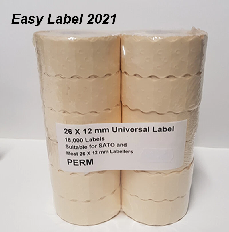 EASY LABEL White 26 X 12mm Universal Price Gun Labels, Sato CT4 Motex Meto Lynx Puma