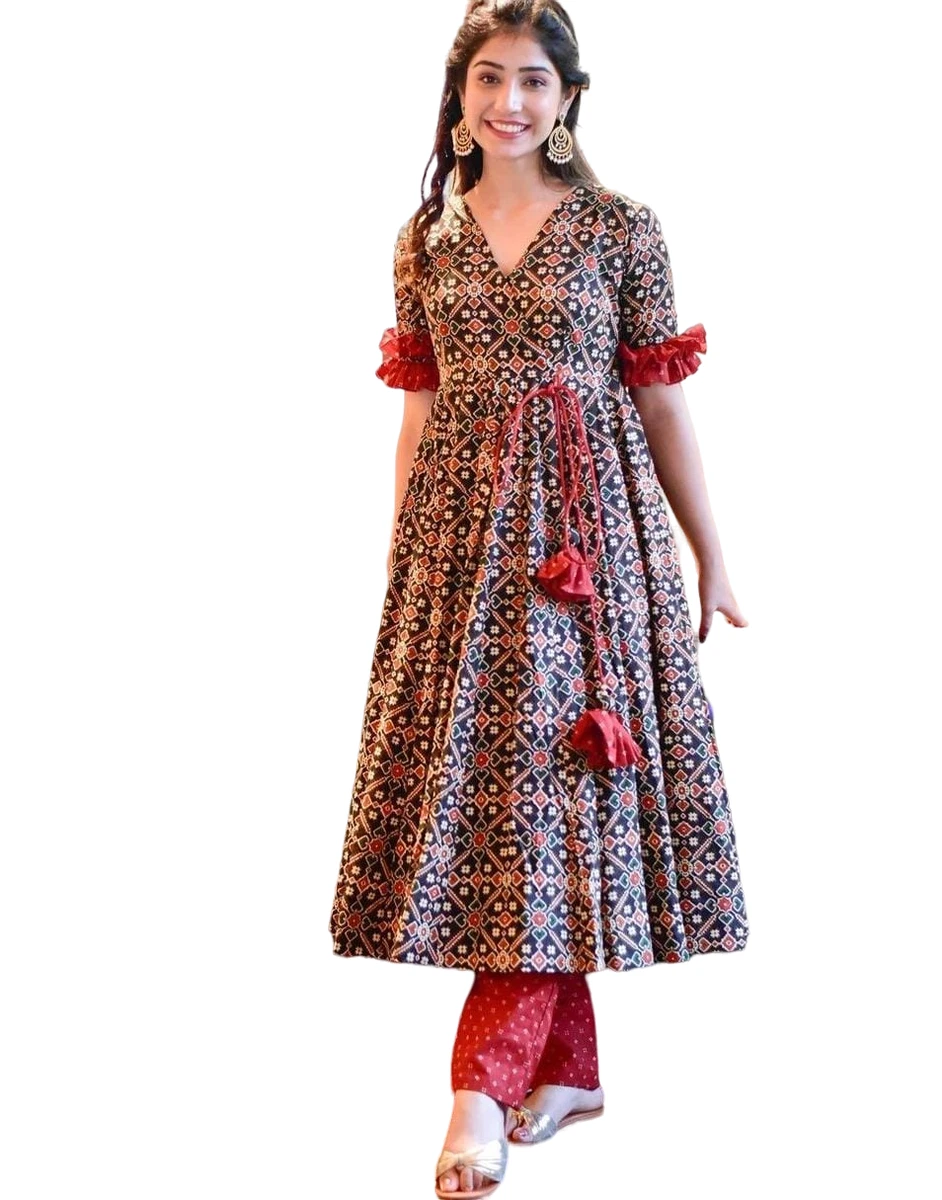 Indian dress for women ready to wear premium cotton Casual Red Black