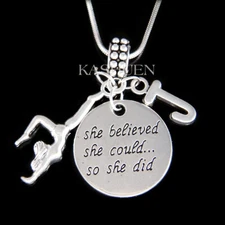 ~Personalized Initial Gymnastic Gymnast~ Aerial Arts She Believed Necklace Gift