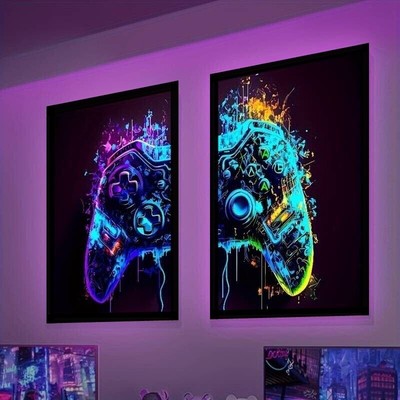 Xbox Gamer Controller Gerahmtes Leinwandbild Atemberaubende Farben Kinderzimmer 60x40cm