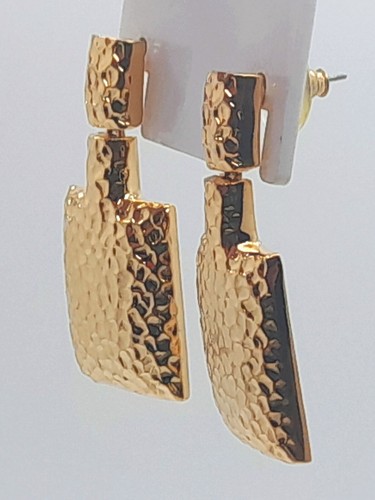 chunky Vintage style gold tone fashion jewelry post drop/dangle metal earrings - Picture 2 of 2