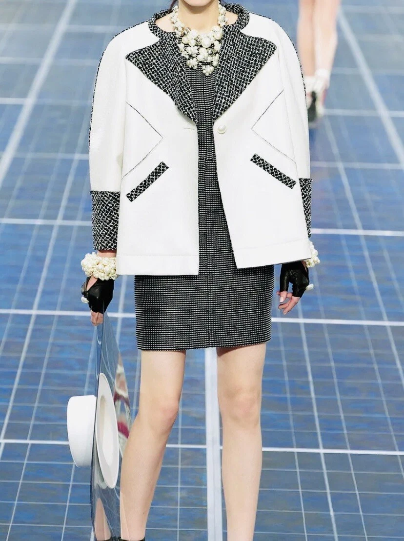 Abito senza maniche Chanel primavera 2013 misto cotone bianco nero misto cotone