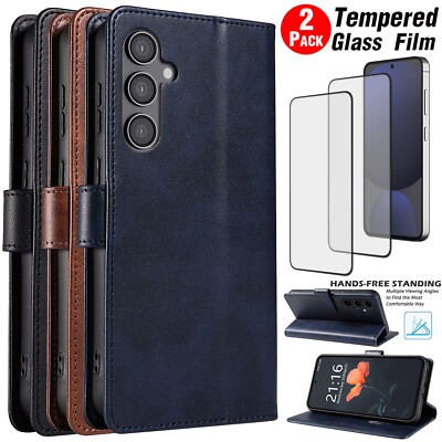 For Samsung Galaxy S24 FE Flip Wallet Case Leather Pocket Cover Screen Protector