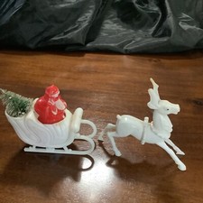 vintage hard plastic santa sleigh reindeer