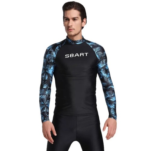 Camicia da bagno uomo manica lunga protezione eruzioni cutanee surf protezione UV top surf shirt - Foto 7 di 19