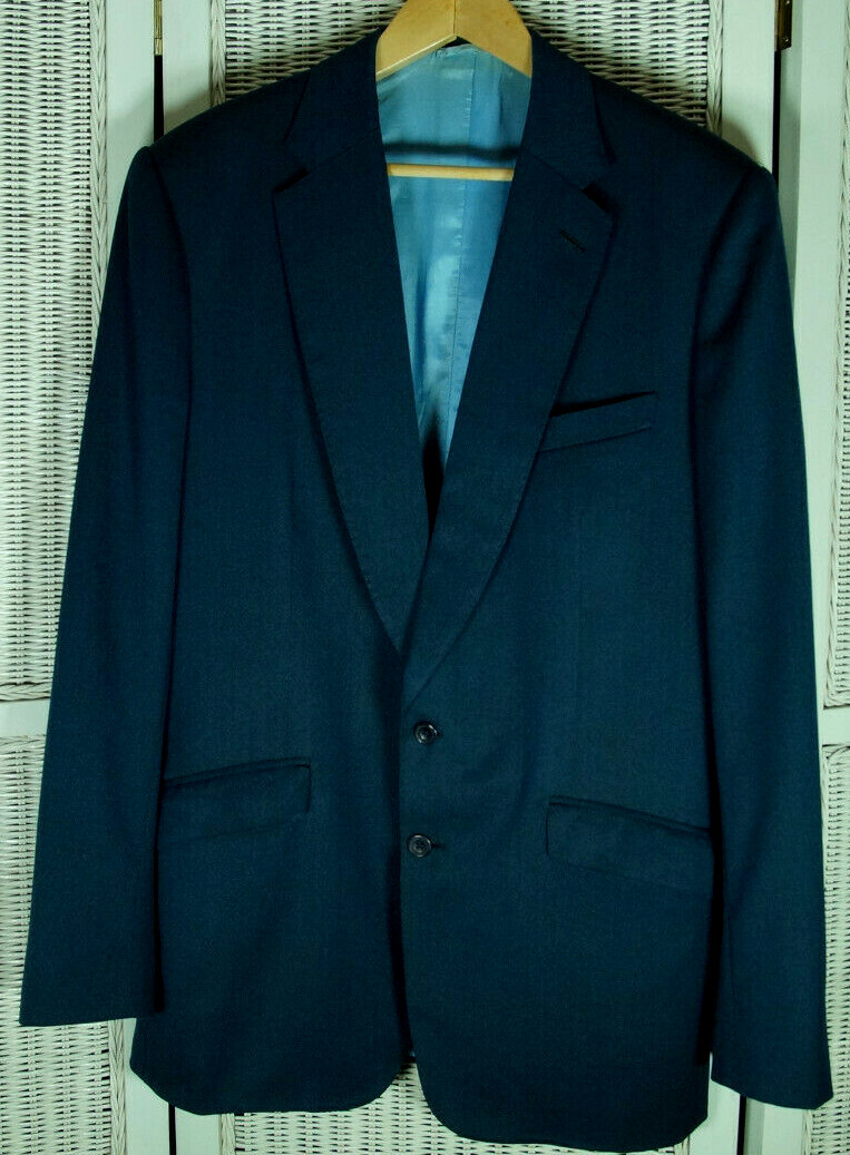 Blazer blu CAD & THE DANDY 44"" su misura petto 40"" W giacca a fila Savile su misura