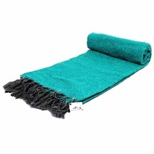 Mexican Blanket Teal Green Yoga Blanket Serape Falsa Large Turquoise Throw