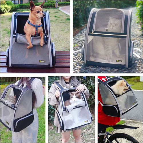 Innovadora Mochila de Burbuja de Viajero Portador de Mascotas para Gatos y Perros (Negro) - Imagen 6 de 12