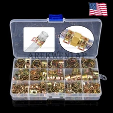 115Pcs Hose Spring Clamp 6-22mm Fastener Kit Fuel Water Line Pipe Air Tube Clip