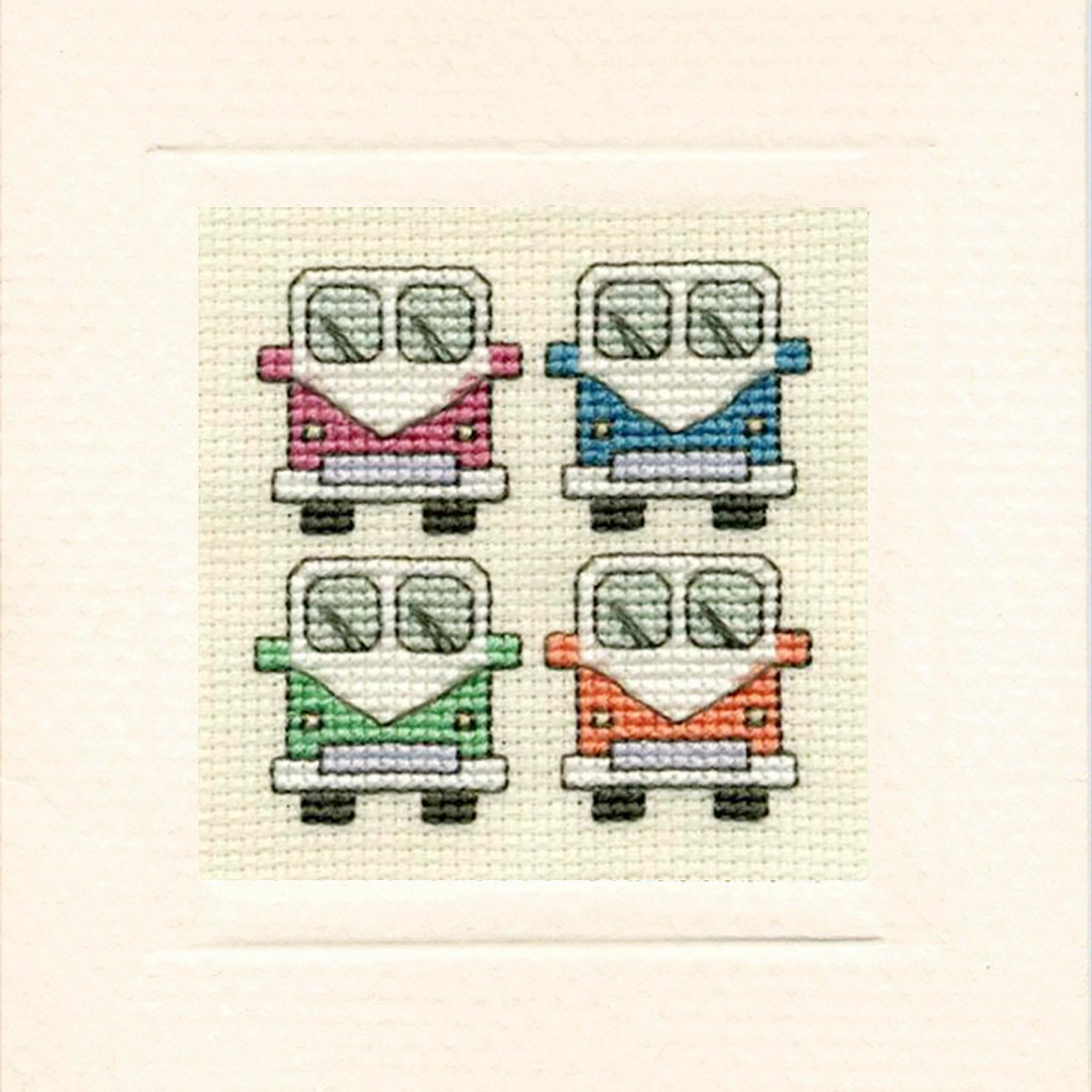 Campervans Miniature Card Cross Stitch Kit (Textile Heritage)