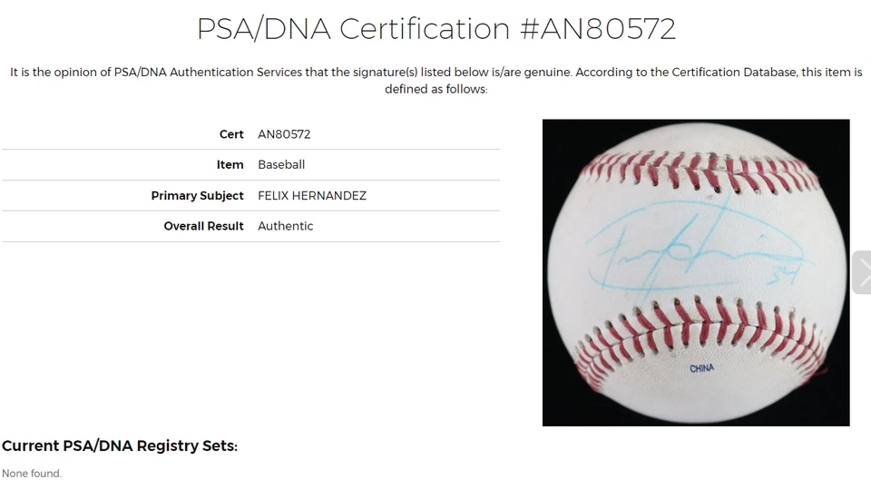 Felix Hernandez Pre Rookie Autographed Baseball PSA AN80572 - Seattle Mariners - Image 3 of 4