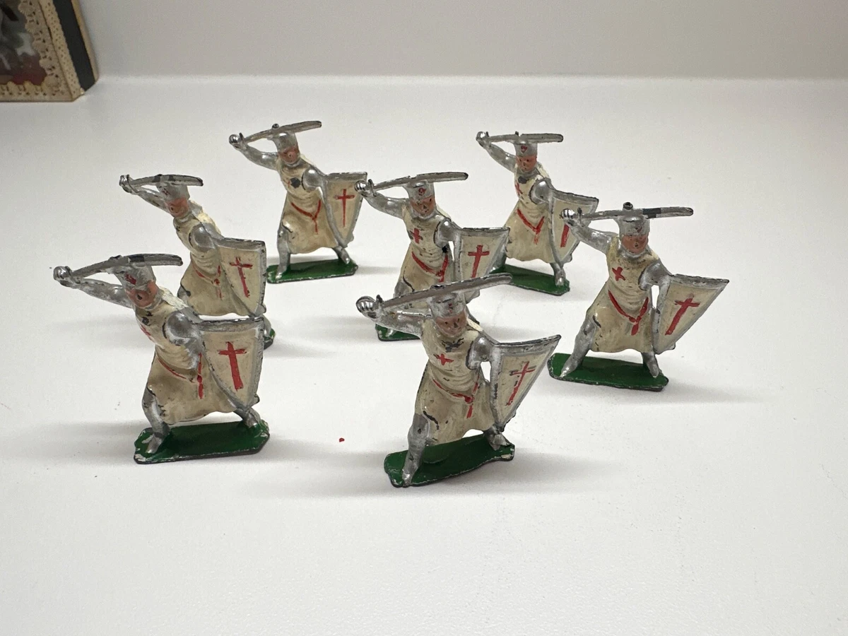 Figurines vintage Timpo Toys Swoppets Crusaders avec cheval (lot de 4
