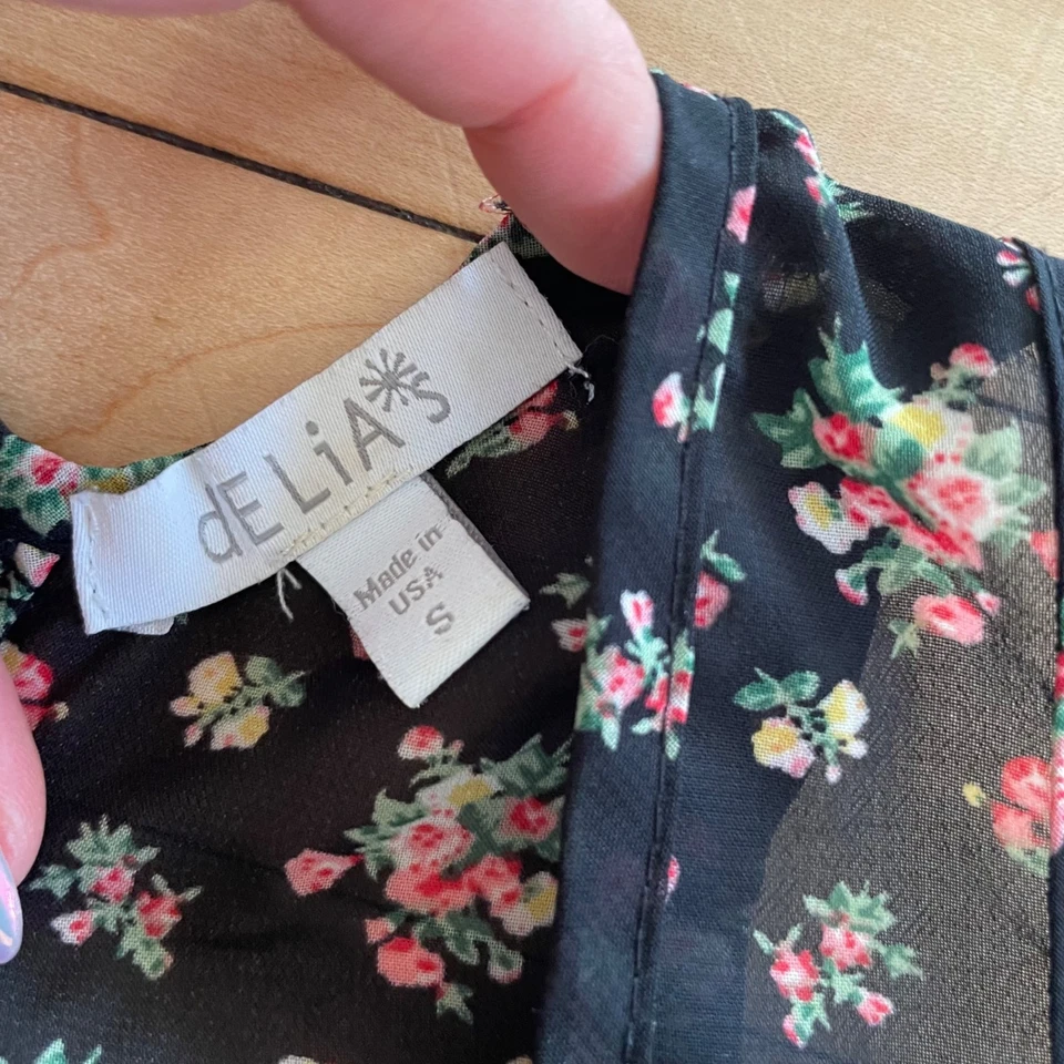 Tanque transparente vintage años 90 dELiA*s floral con cordones espalda talla S Whimsigoth Y2K coqueta Foto 4 de 4